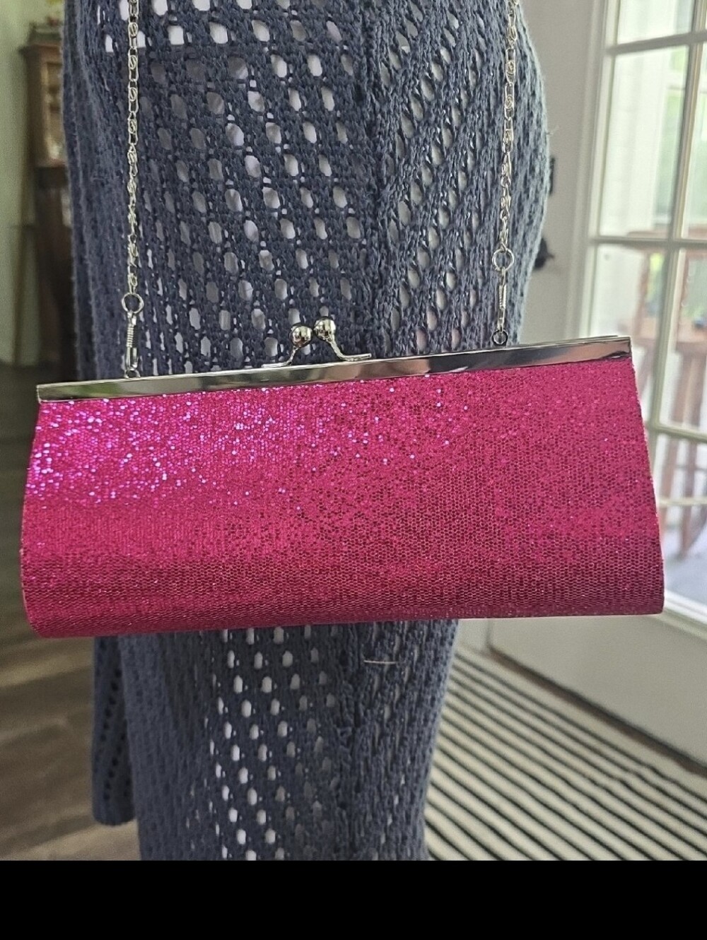 Sparkle Fuchsia Evening Clutch - Unbranded